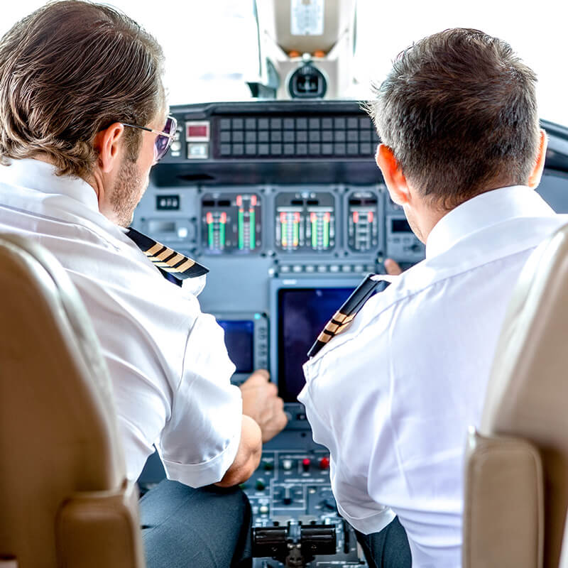 commercial pilots in cockpit